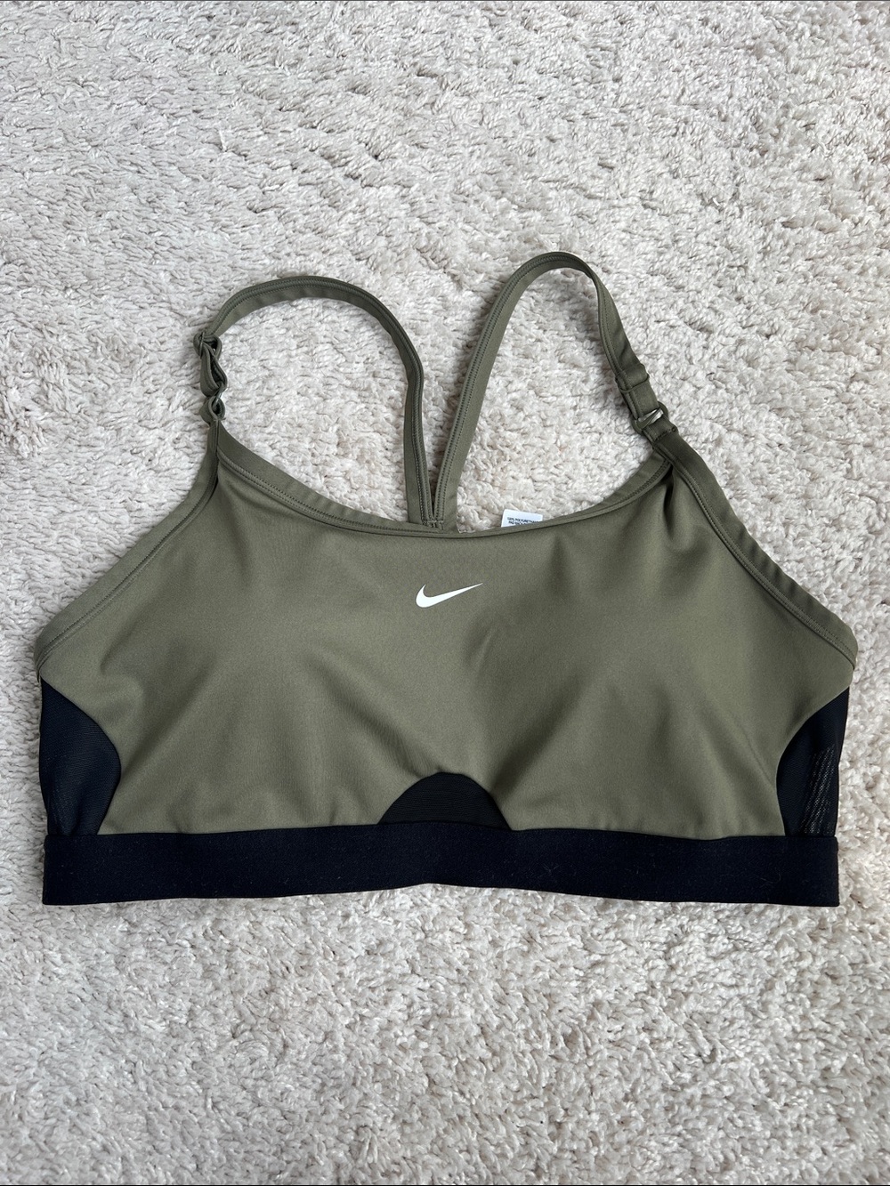 Nike Racerback Sports Bra - Black & Olive Green